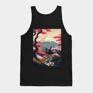 Serene Mount Fuji Sunset - Peaceful River Scenery Tank Top